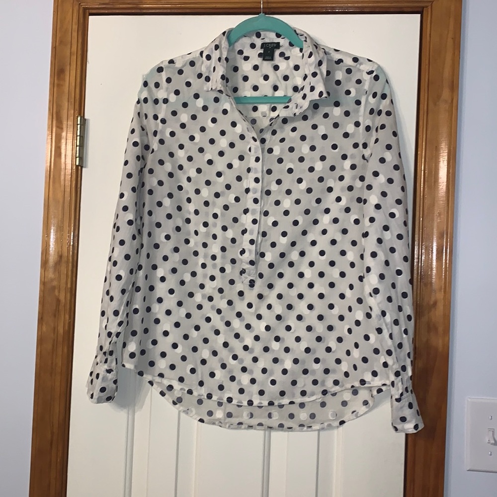 Polka dot J. Crew half button up